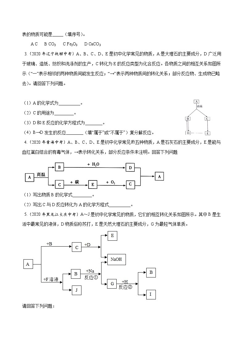 初中化学中考复习 专题21 物质的推断-2020年中考真题化学分项汇编（原卷版）02