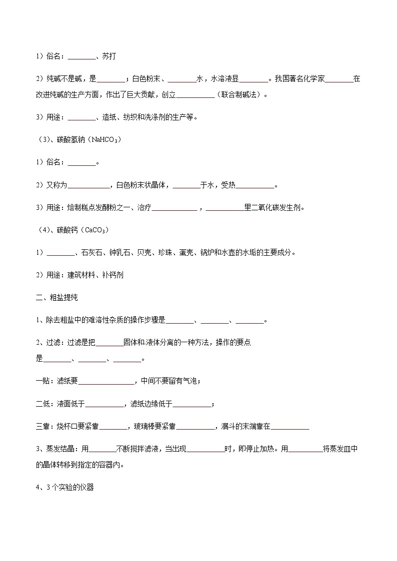 专题13 盐和化肥- 决胜2023年中考化学一轮地毯式复习（全国通用）（原卷版）第2页