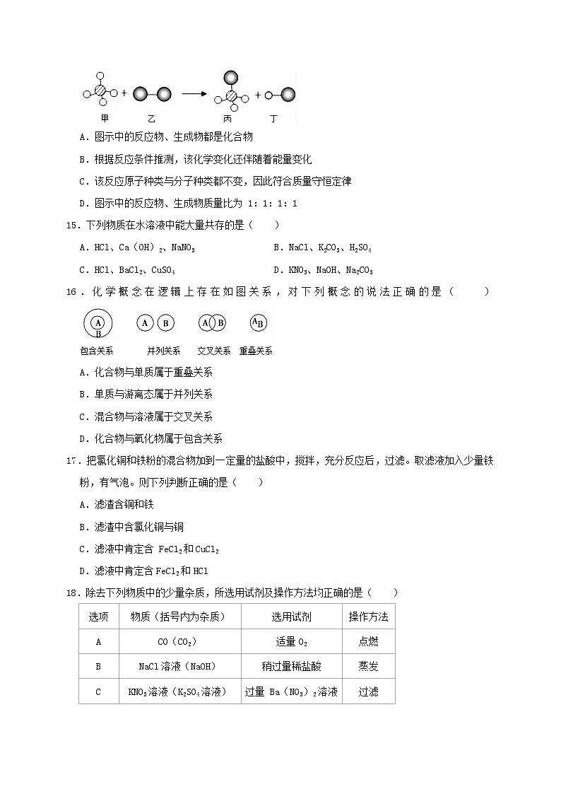 初中化学中考复习 上海市徐汇区2019年中考化学二模试卷（含解析）第3页