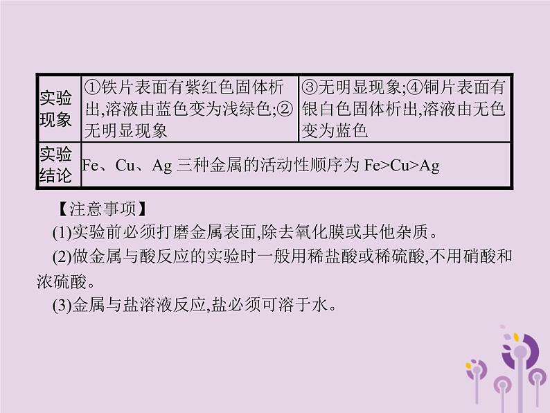 初中化学中考复习 课标通用中考化学总复习实验2金属活动性顺序的探究课件第5页