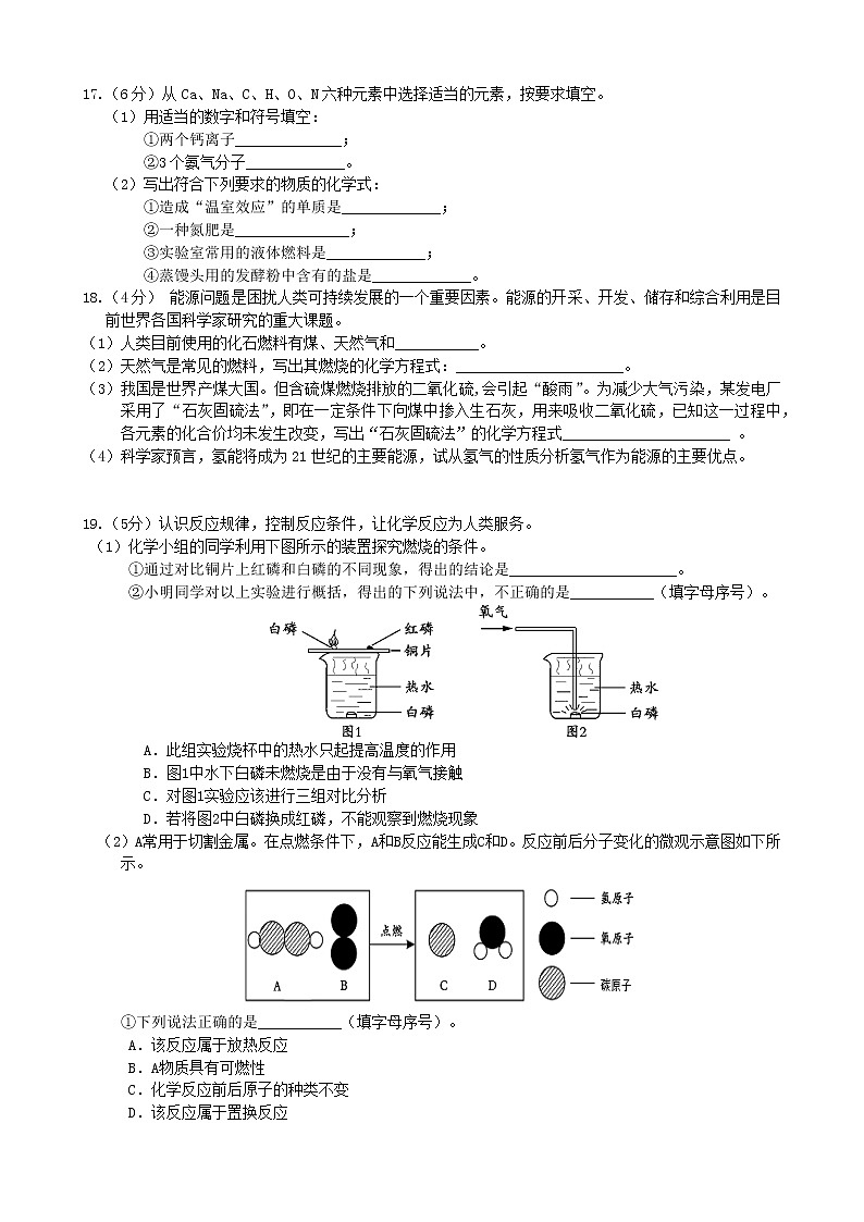 人教版化学九年级下 中考化学模拟试卷39第3页