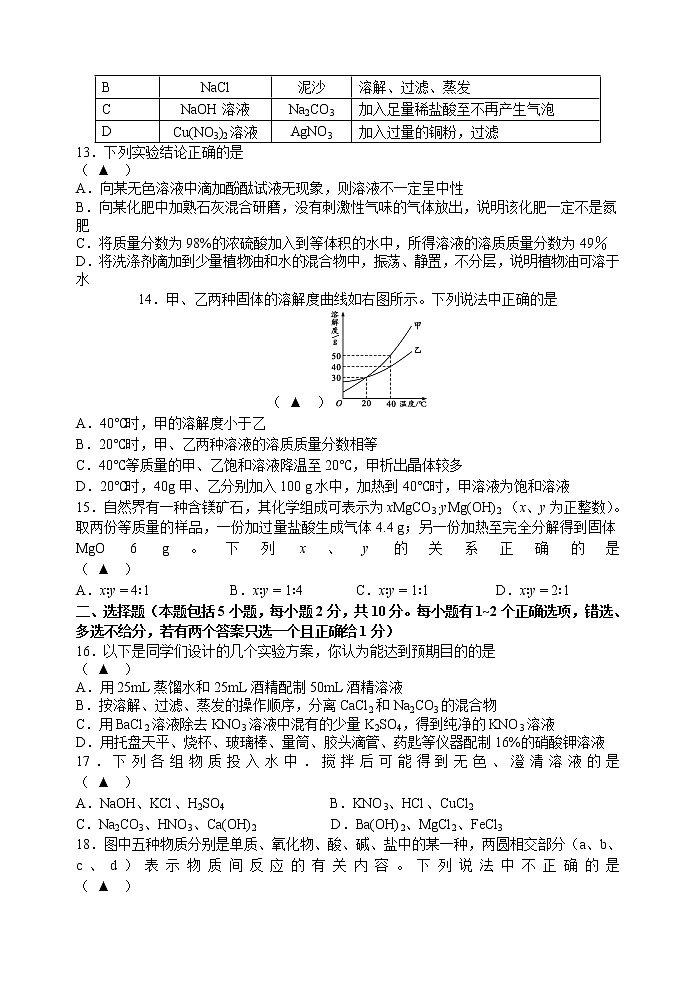 人教版化学九年级下 中考化学模拟试卷11第3页