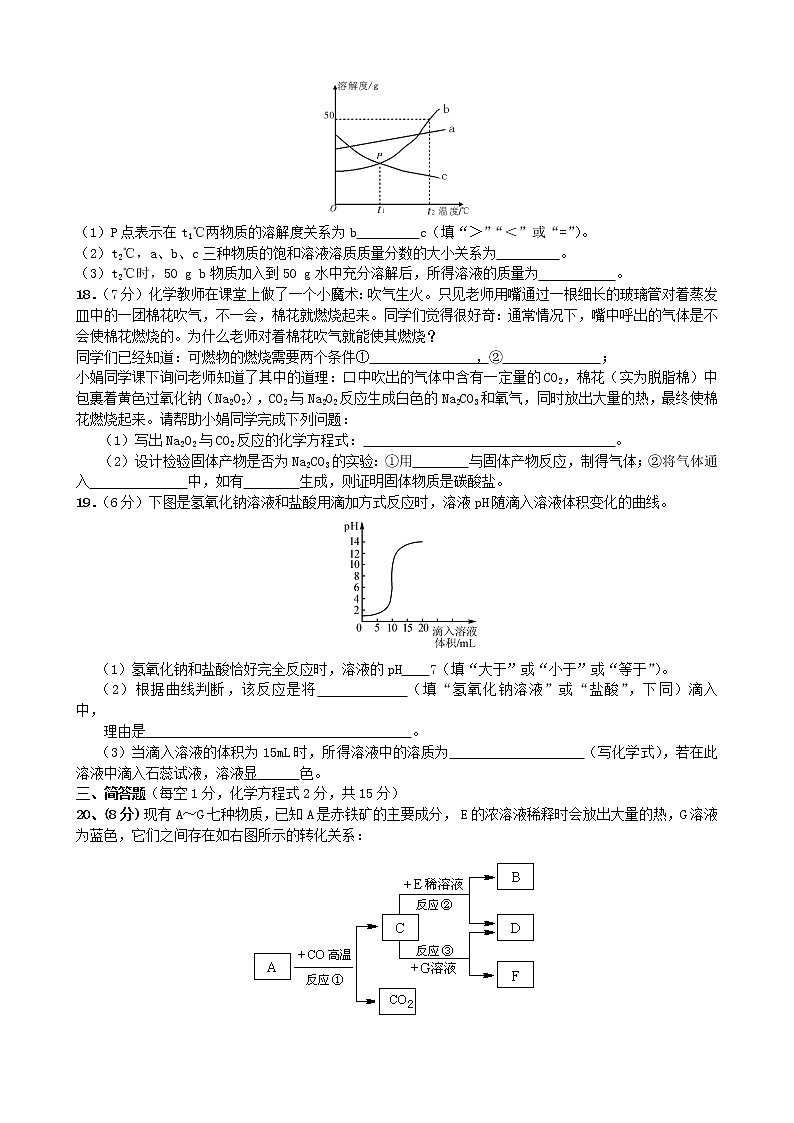 人教版化学九年级下 中考化学模拟试卷24第3页