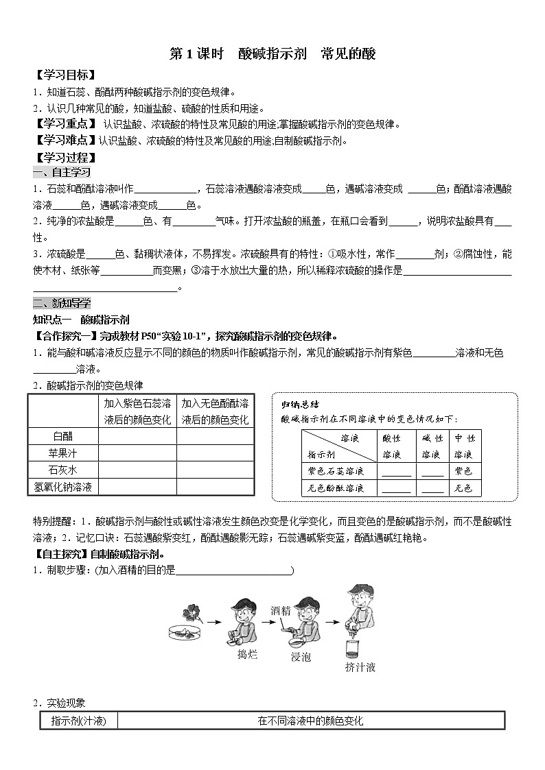 第1课时  酸碱指示剂  几种常见的酸（学用）第1页