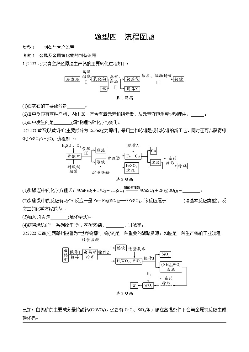 2023年中考化学一轮基础知识重点题型练习 题型四　流程图题（无答案）第1页