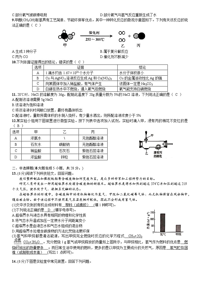 2020年安徽省中考化学试卷【含答案】02