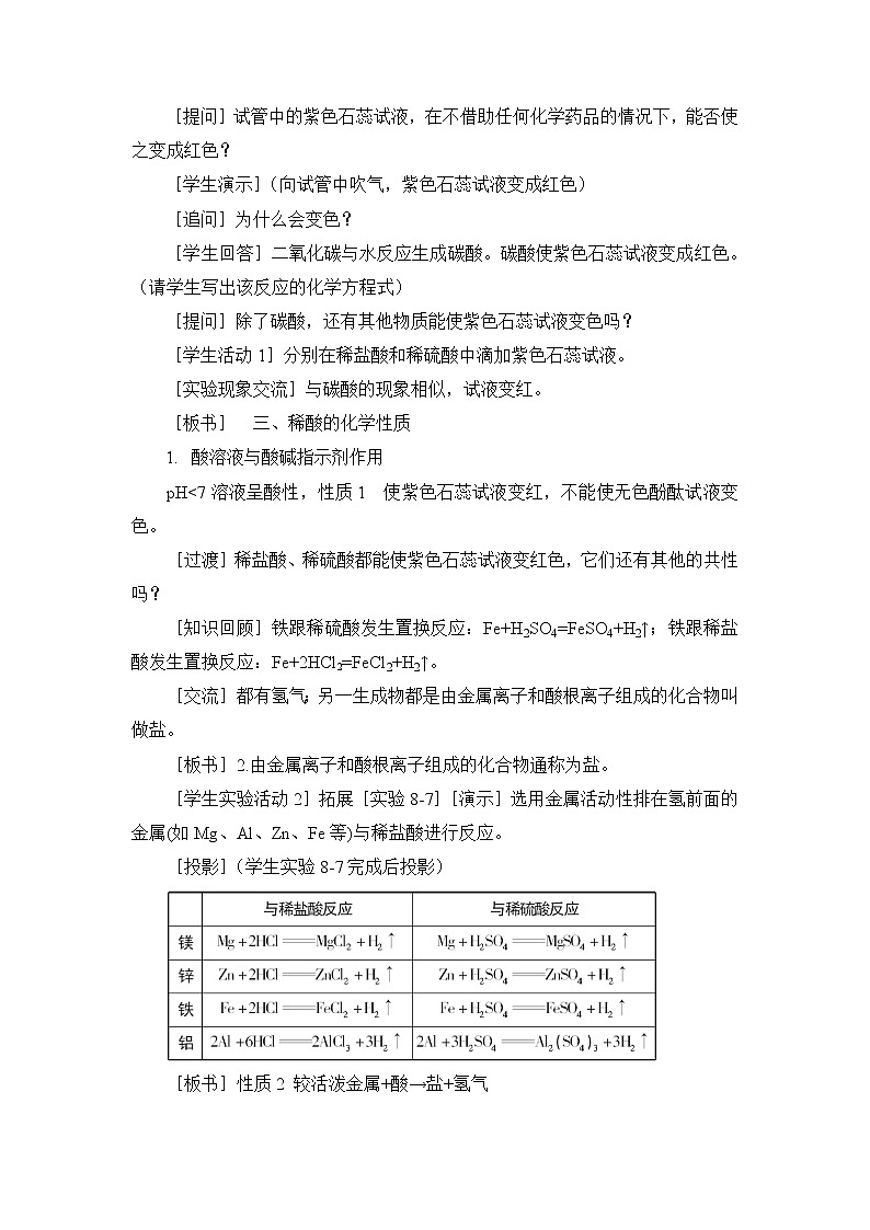 第八章 常见的酸、碱、盐 8.2 常见的酸和碱 第2课时 稀酸的化学性质 课件+教案+素材02