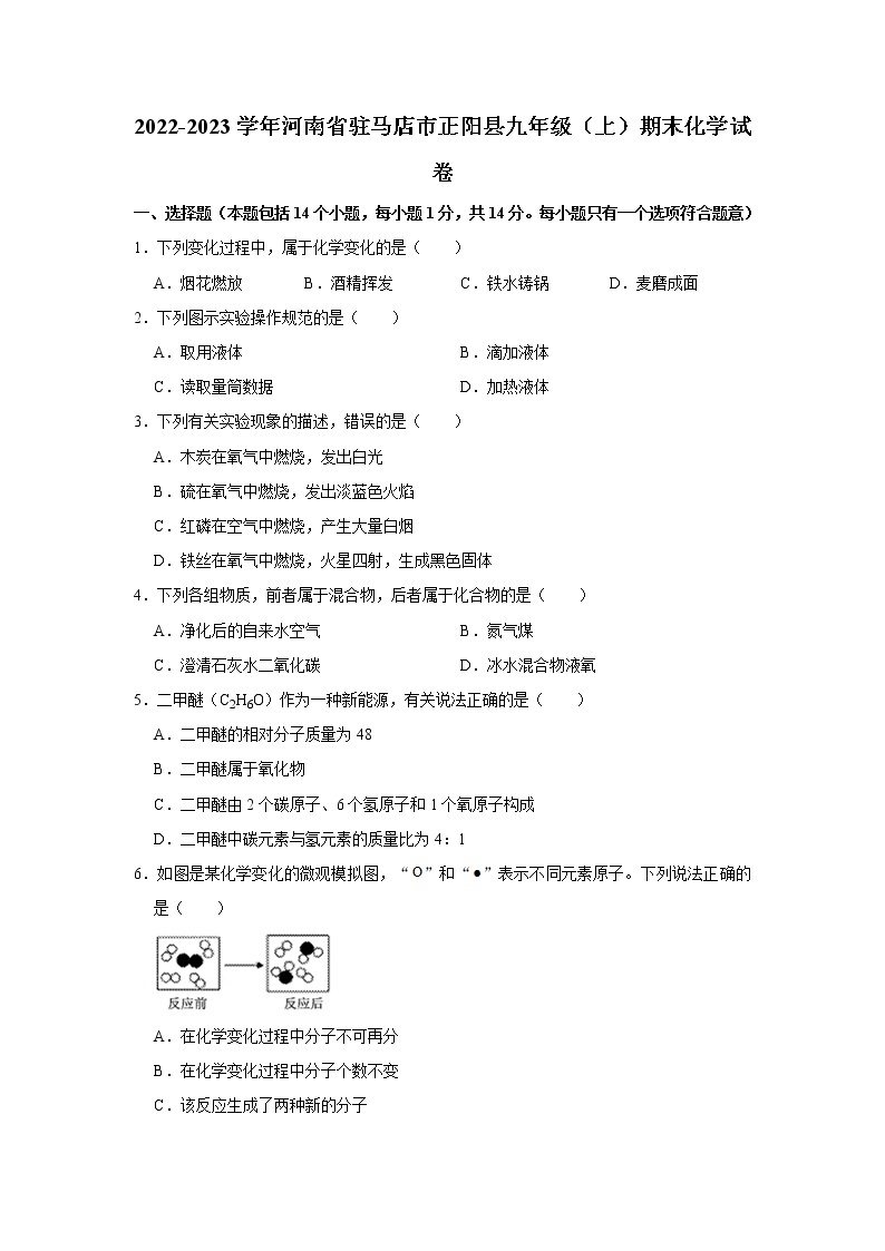 2022-2023学年河南省驻马店市正阳县九年级（上）期末化学试卷01