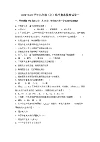 湖北省武汉市新洲区2021-2022学年九年级上学期期末化学模拟试题+一