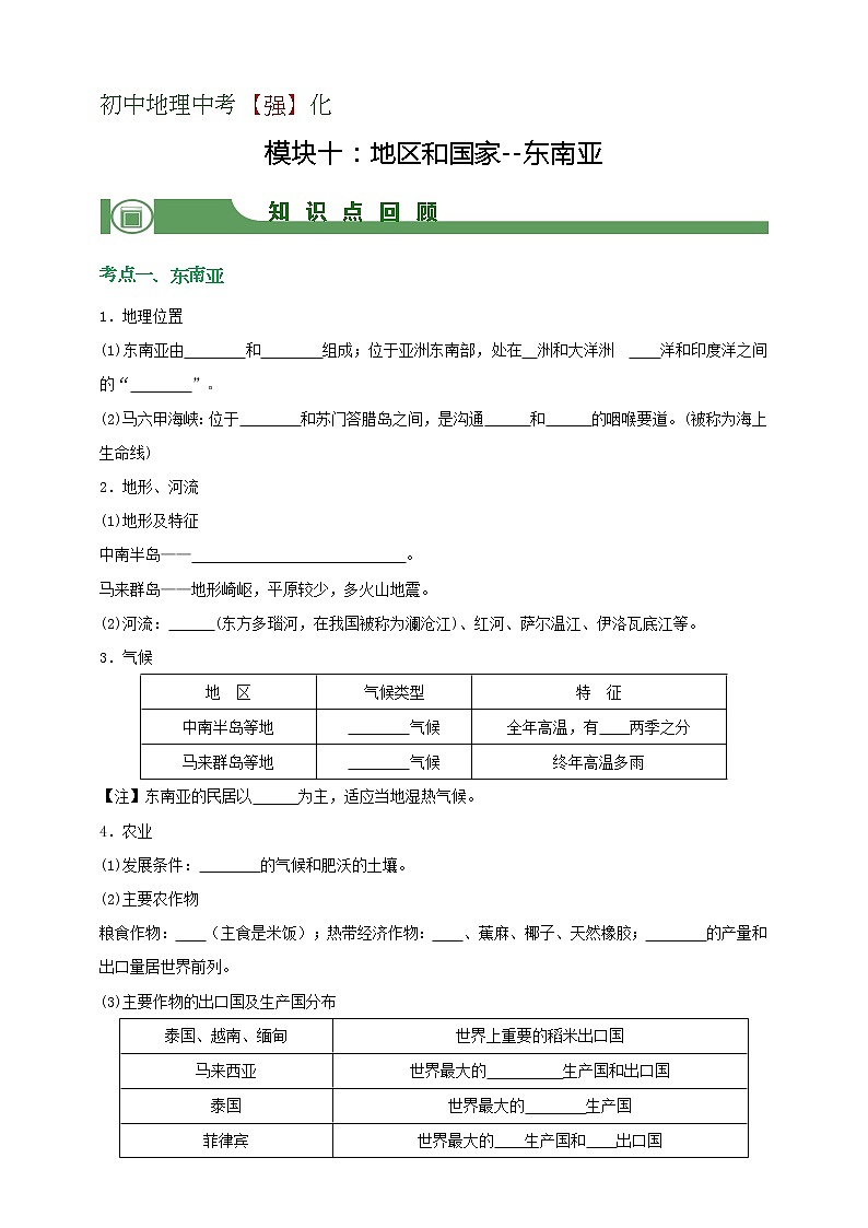 模块10 地区与国家：东南亚（学生版）第1页