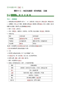 【备战中考】  初中地理强化学案 模块13：地区和国家--欧洲西部、法国 （含答案解析）