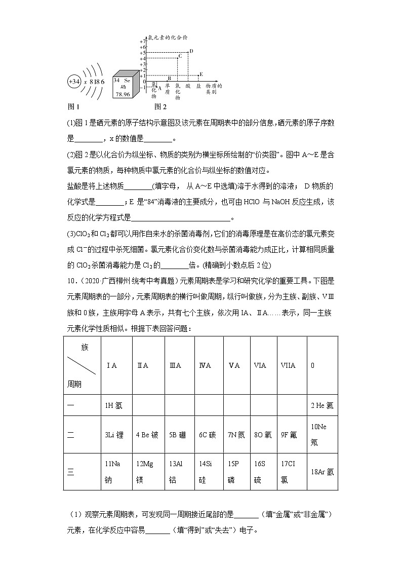 2020-2022广西柳州市中考化学三年真题知识点分类汇编4-化学元素（含解析）03