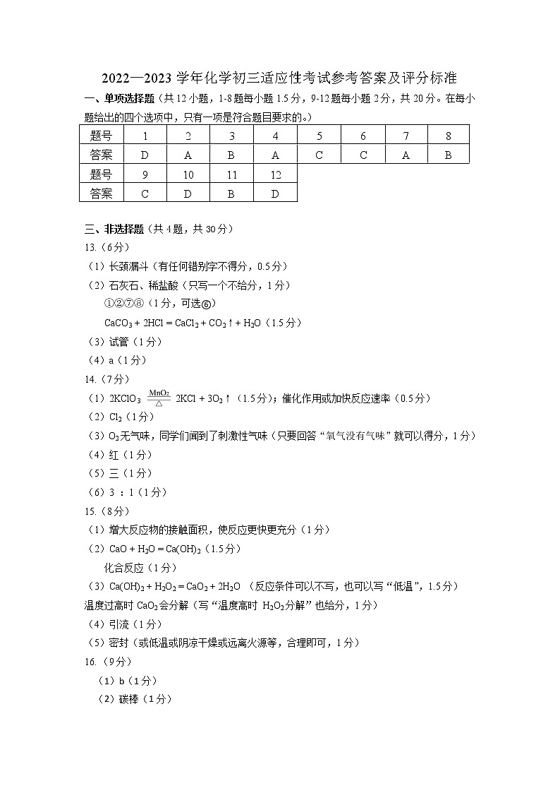 2023年广东省深圳市中考一模化学试题01
