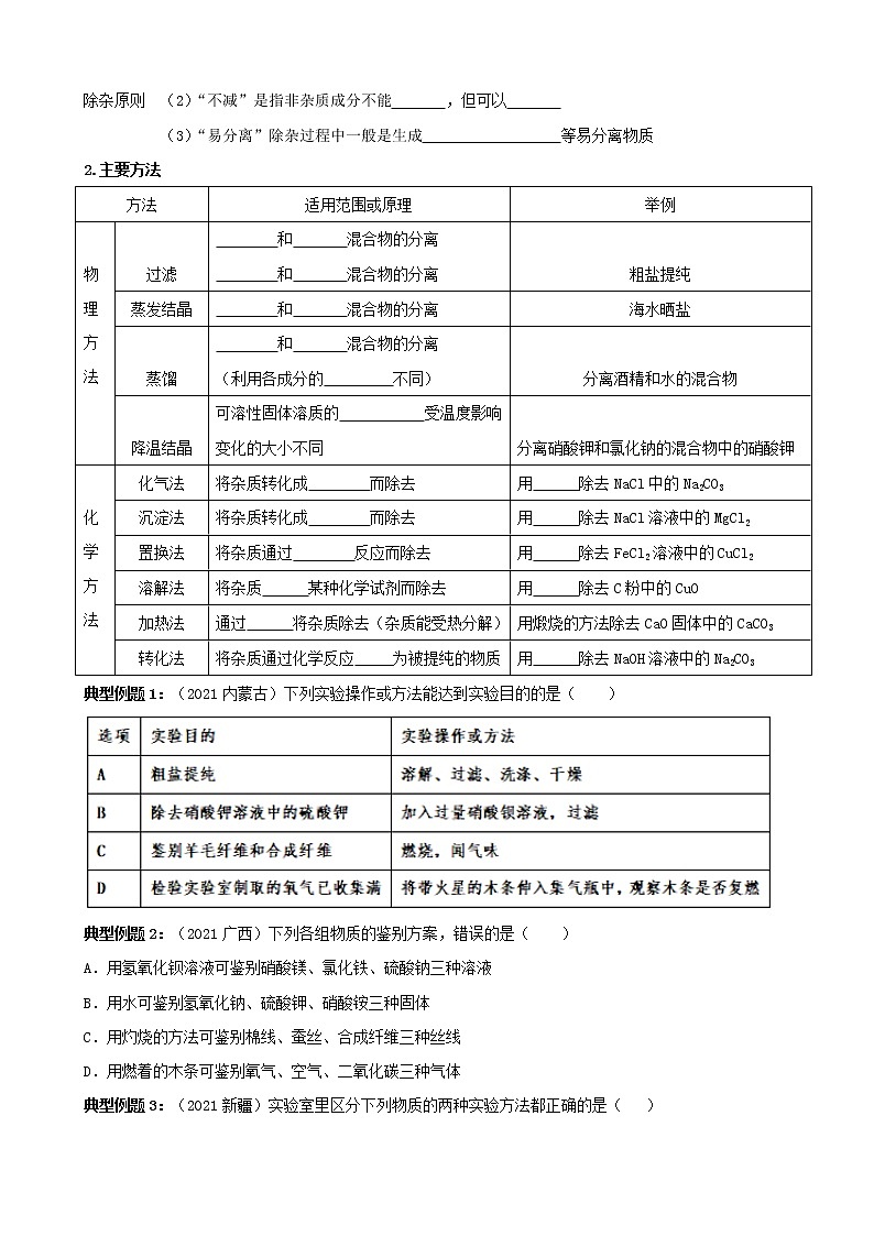 【备考2023】中考化学二轮复习专题精讲精练（全国通用）——专题01 气体的制取与净化（原卷版+解析版）02
