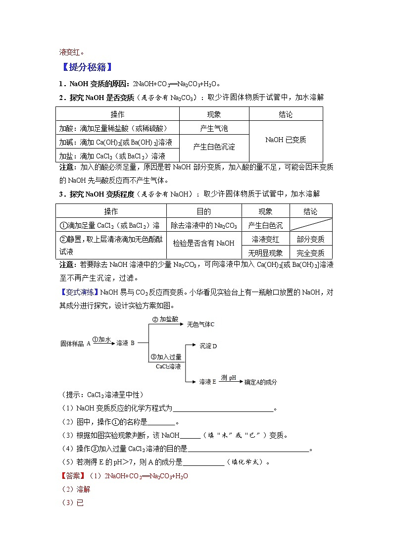 【江苏专用】2023年中考化学二轮重难点题型归纳与练习学案——专题06氢氧化钠、氢氧化钙的变质 （原卷版+解析版）03