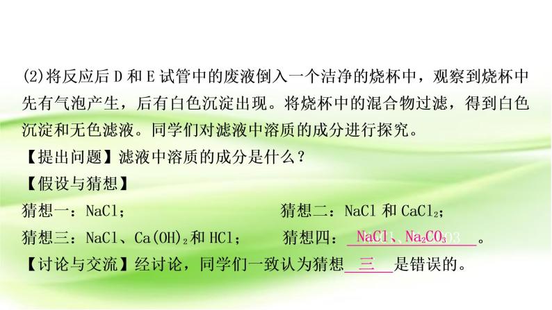 人教版中考化学复习第十单元酸和碱第1课时常见的酸和碱作业课件05