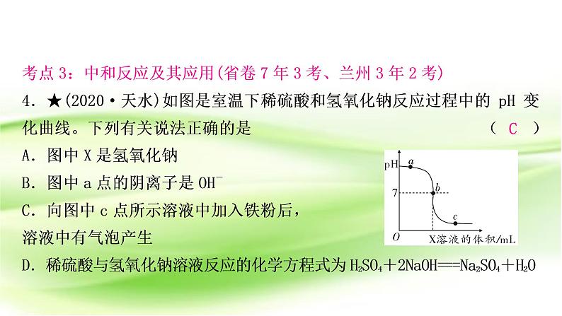 人教版中考化学复习第十单元酸和碱第2课时酸和碱的中和反应作业课件第6页