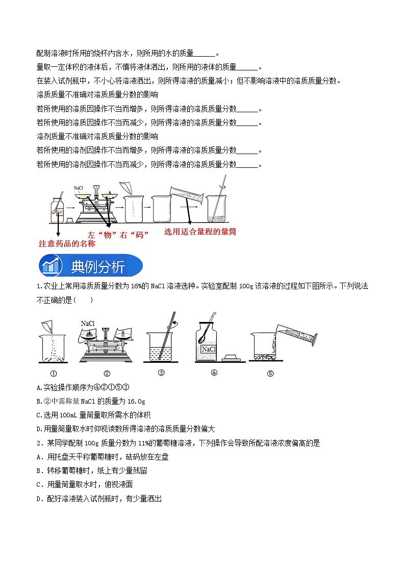 专题04一定溶质质量分数的氯化钠溶液的配制—2022-2023学年九年级化学下册教材实验大盘点（人教版）02