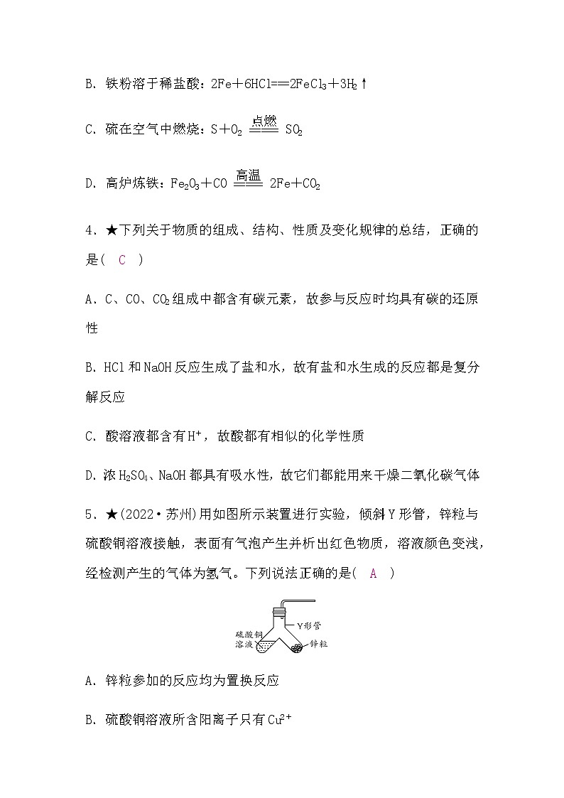 人教版中考化学复习题组练(二)含答案第2页