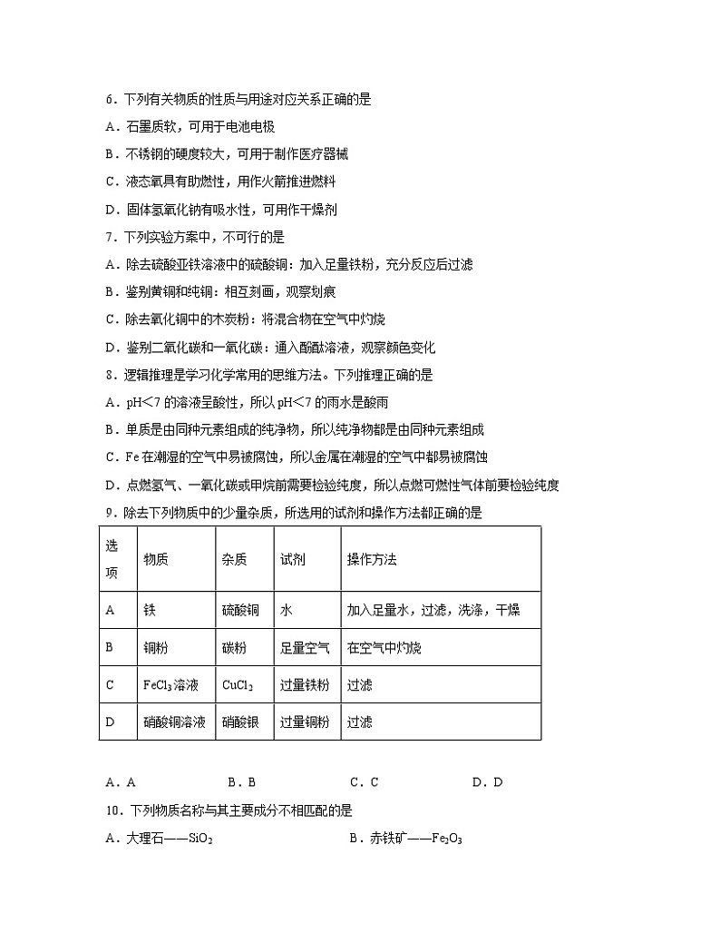 【中考化学】鲁教版2023届第一轮复习分类专题——金属（基础篇）含解析第2页