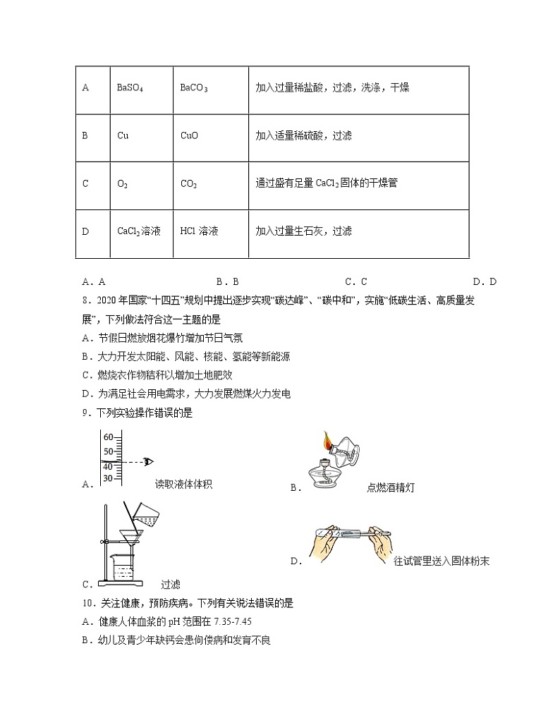【中考化学】人教版2022-2023学年第一轮复习专项提升检测卷（卷二）03
