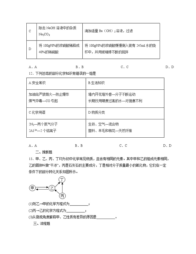 【中考化学】人教版2022-2023学年第一轮复习专项提升检测卷（卷一）第3页