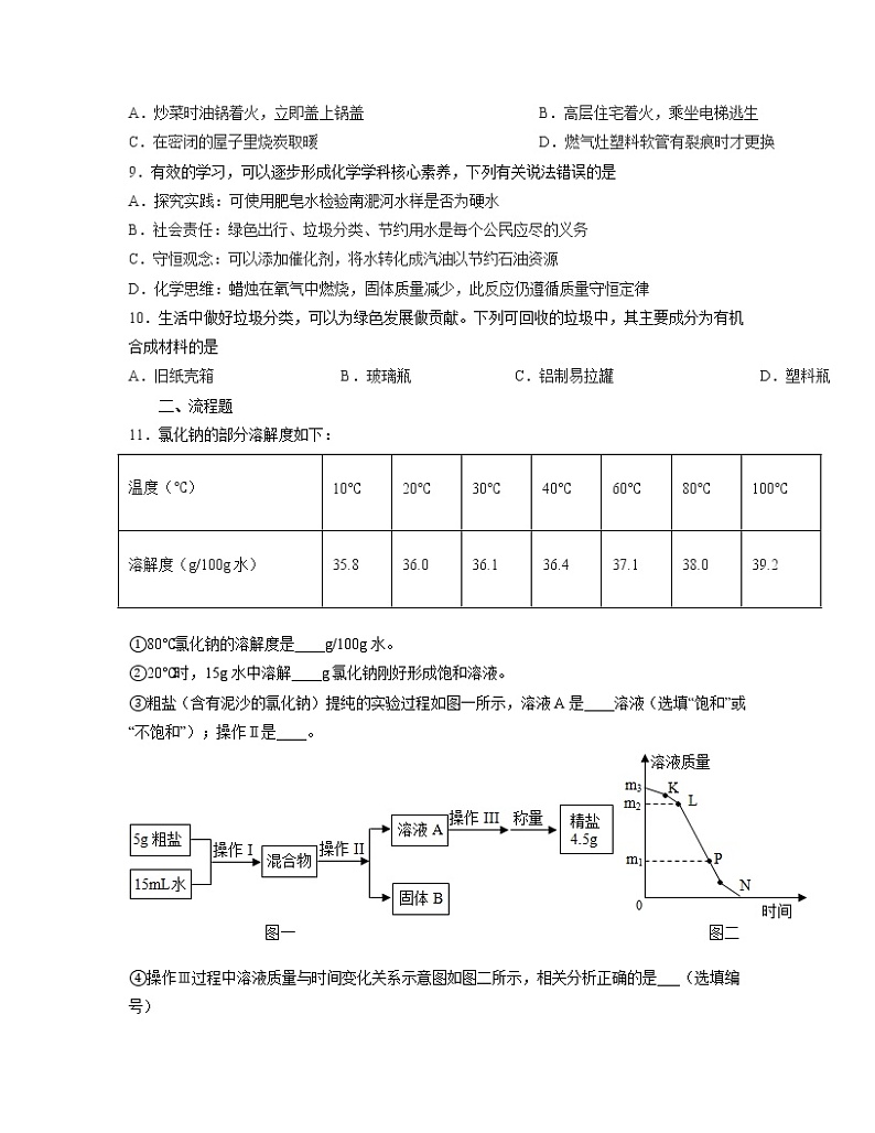 【中考化学】2023届北京市房山区第一轮复习专项提升模拟卷（无答案）03