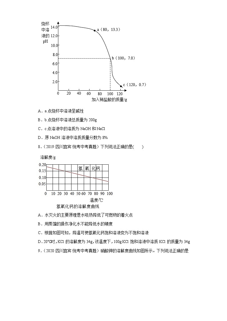 四川省宜宾市五年（2018-2022）中考化学真题分题型分层汇编-04身边的化学物质（水和溶液）第3页