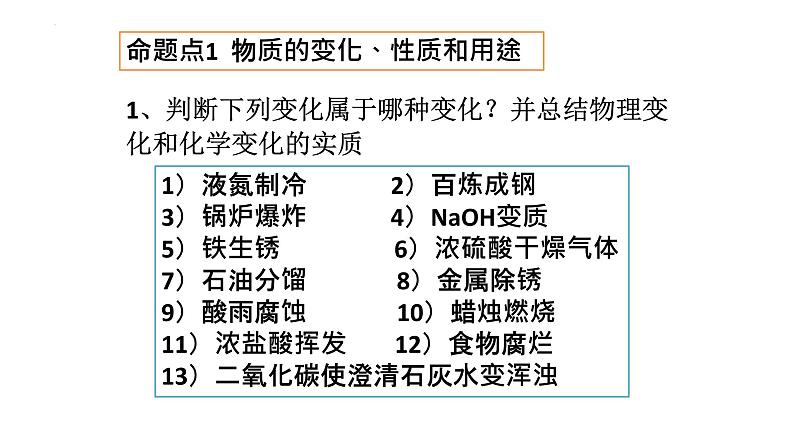 2023年中考化学一轮复习第一单元 走进化学世界（物质的变化、性质与实验操作）课件PPT第2页