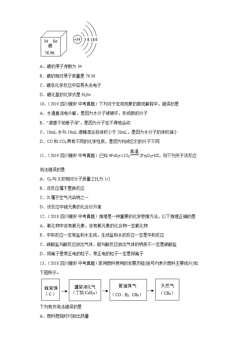 四川省雅安市五年（2018-2022）中考化学真题分题型分层汇编-02物质的构成第3页
