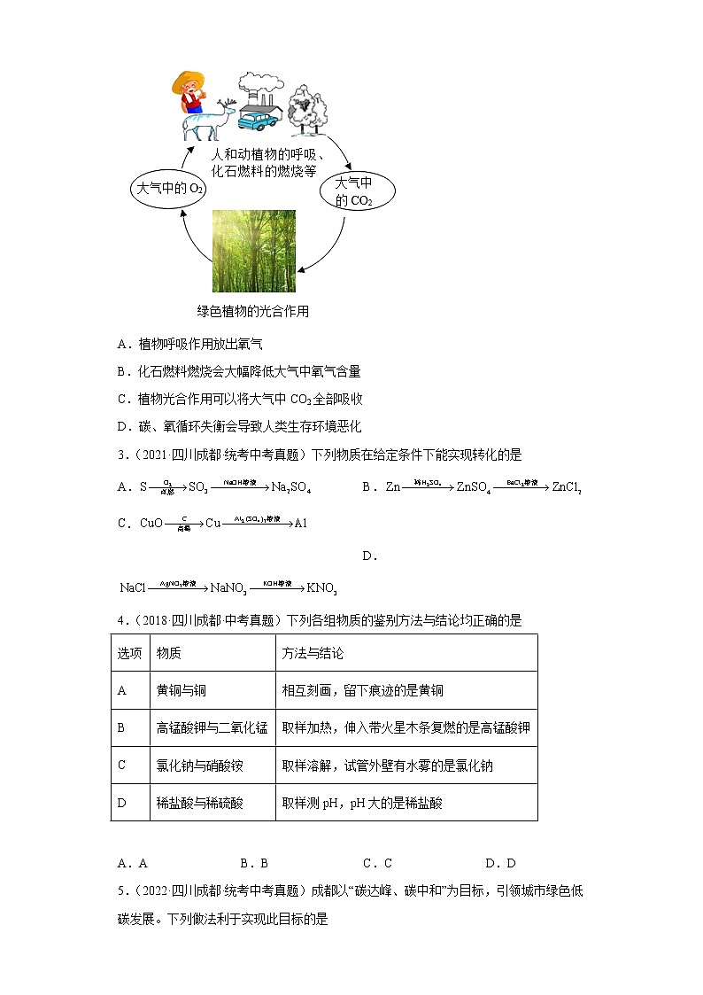 四川省成都市五年（2018-2022）中考化学真题分题型分层汇编-03身边的化学物质第2页