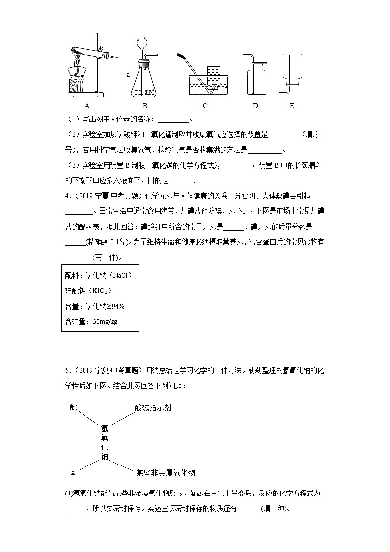 宁夏五年（2018-2022）中考化学真题分题型分层汇编-08填空题第2页