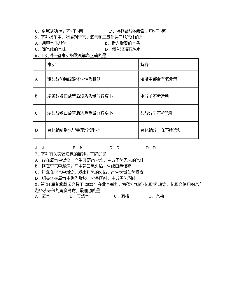 【中考化学】人教版2022-2023学年九年级下册第一轮模拟卷（一模）第2页