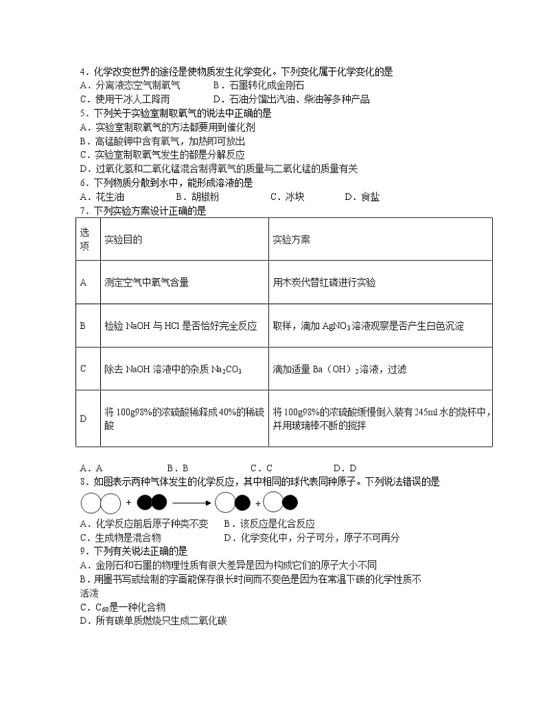 【中考化学】人教版2022-2023学年专项提升第一轮模拟卷（二模）第2页
