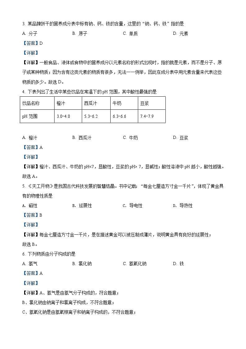 2022年山东省青岛市中考化学真题（教师版）第2页