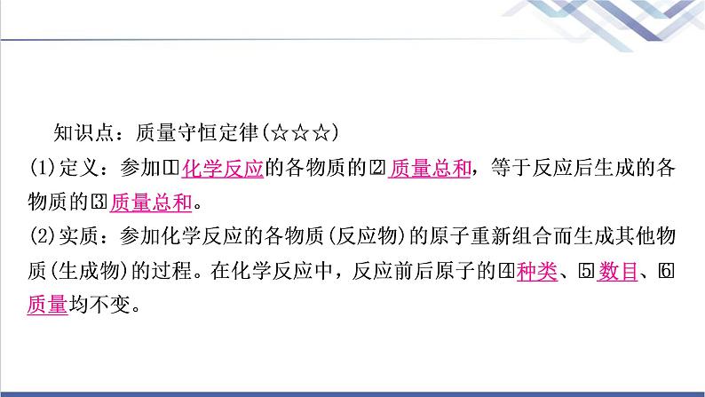 中考化学复习物质的化学变化主题十二质量守恒定律教学课件第3页