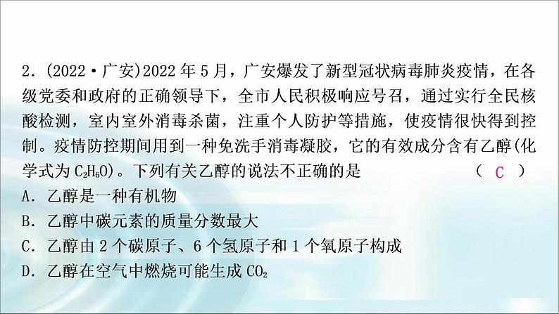 中考化学复习主题十化学式与化合价练习课件第4页