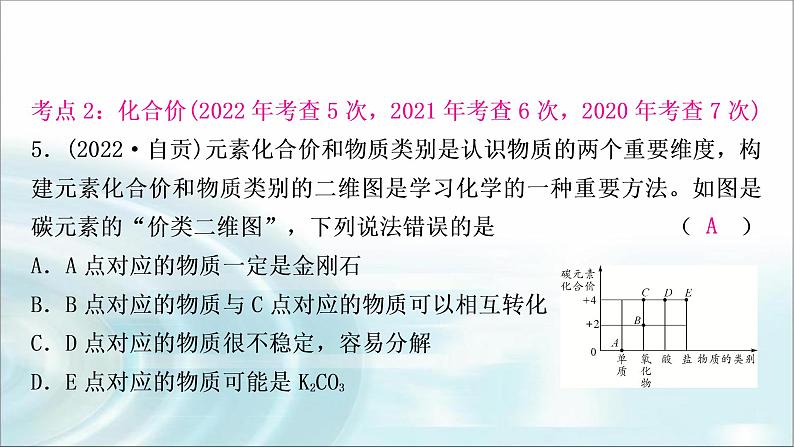 中考化学复习主题十化学式与化合价练习课件第7页