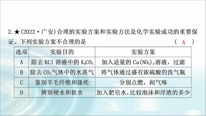 中考化学复习主题十七实验方案的设计与评价练习课件第4页