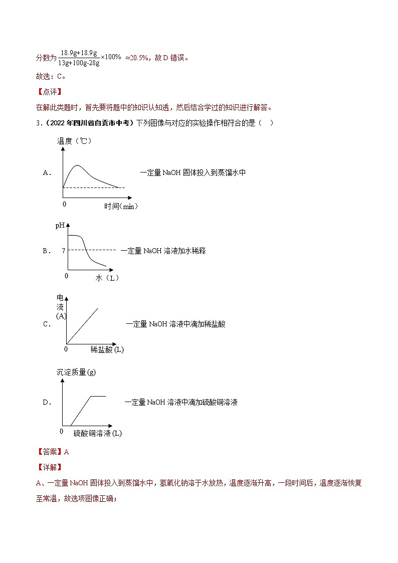 2022年中考化学真题分类汇编专题19 坐标图像题（教师版）03