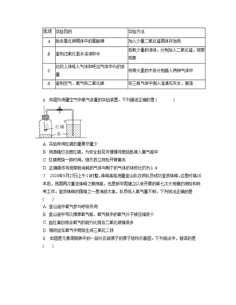 2022-2023学年安徽省滁州市九年级上册化学期末专项突破模拟试卷（含解析）02