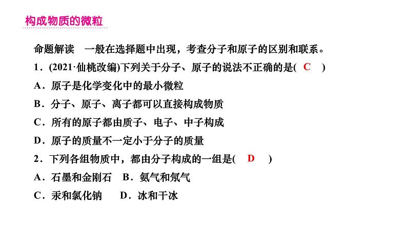 2023年中考化学一轮复习课件构成物质的微粒 认识化学元素第2页