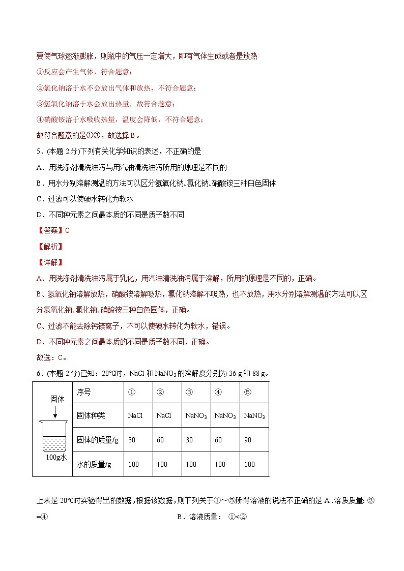 第九单元 溶液 单元测试（培优提升）-九年级下册化学同步精品讲义（人教版）03