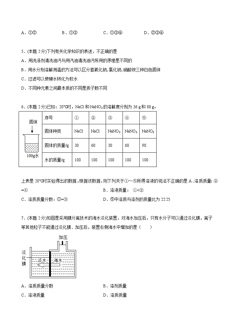 第九单元 溶液 单元测试（培优提升）-九年级下册化学同步精品讲义（人教版）02