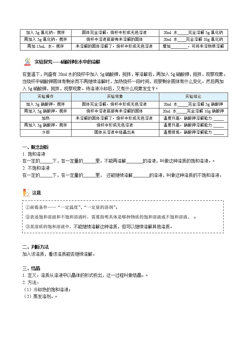 课题2-1 饱和溶液与不饱和溶液（学生版）-九年级下册化学同步精品讲义（人教版）第2页