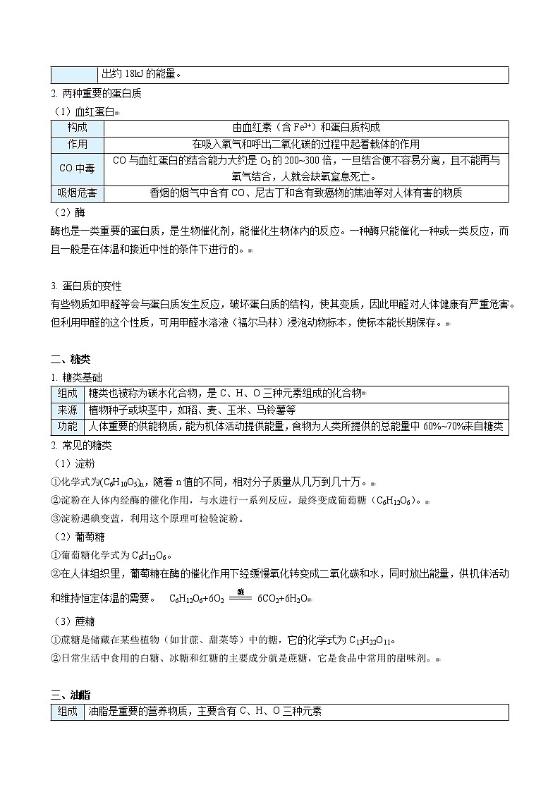 课题1 人类重要的营养物质（word讲义）-九年级下册化学同步精品讲义（人教版）02