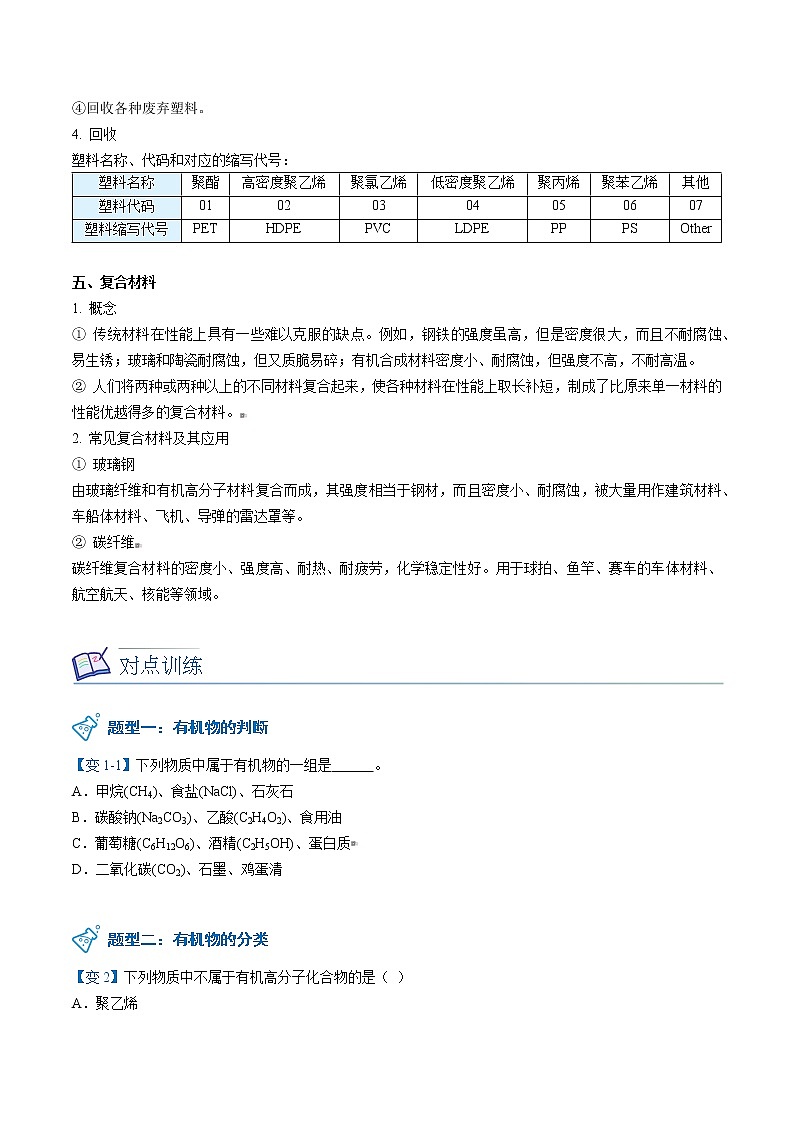 课题3 有机合成材料（word讲义）-九年级下册化学同步精品讲义（人教版）03