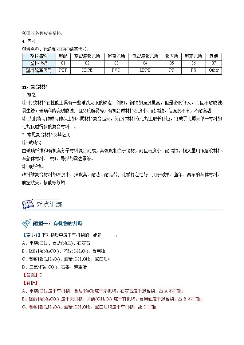 课题3 有机合成材料（word讲义）-九年级下册化学同步精品讲义（人教版）03