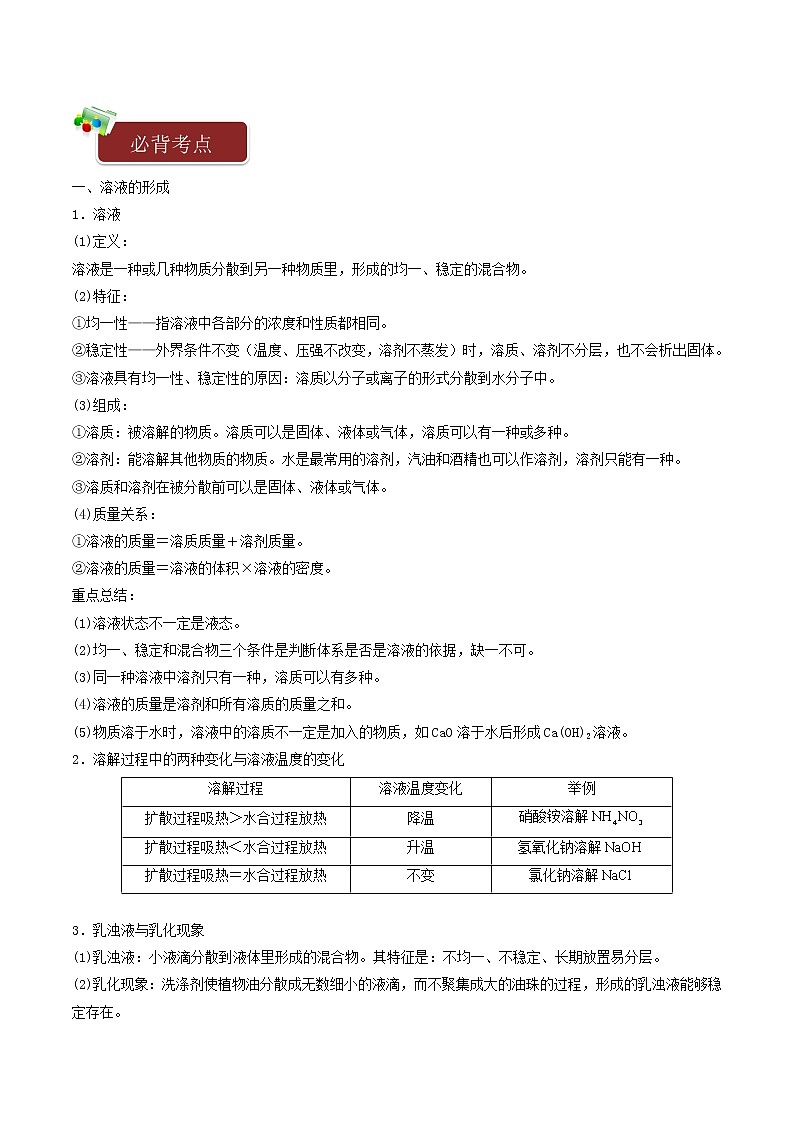 九年级化学下册一课一测9溶液9.1溶液的形成试题新版新人教版第2页