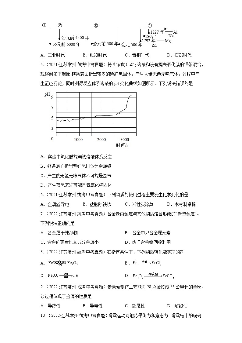 江苏常州市2020-2022三年中考化学真题知识点分类汇编-05金属和金属矿物第2页